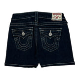True Religion Contrast Stitch Denim Shorts - 25W US 0 Dark Wash Cotton