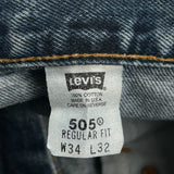 505 Levis Jeans - 32W 33L Blue Cotton