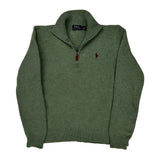 Polo By Ralph Lauren 1/4 Zip - Large Green Wool