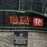 Risk Jean Contrast Stitch Denim Shorts - 36W 11L Green Cotton