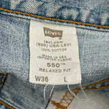 Levis Denim Shorts - 36W 10L Light Wash Cotton