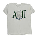 Single Stitch Greek Letters Fruit Of The Loom Graphic T-Shirt - XL White Cotton