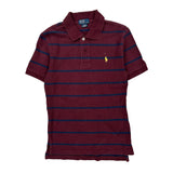 Age 8-9 Polo By Ralph Lauren Striped Polo Shirt - Medium Burgundy Cotton