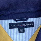 Tommy Hilfiger Striped Polo Shirt - Large Navy Cotton