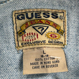 Harley Davidson Patch Guess Graphic Denim Jacket - Large Light Wash Cotton
