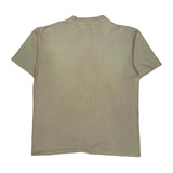 USA Flag Oneita Single Stitch T-Shirt - Large Beige Cotton