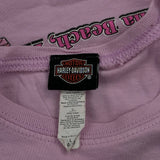 Age 10-12 Harley Davidson Graphic T-Shirt - Medium Pink Cotton