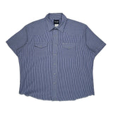 Wrangler Striped Short Sleeve Shirt - 2XL Blue Cotton Blend