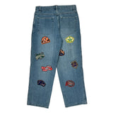 Various City Patches Unbranded Hip Hop Jeans - 38W 34L Blue Cotton