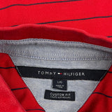 Tommy Hilfiger Striped Polo Shirt - Large Red Cotton