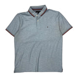 Tommy Hilfiger Striped Polo Shirt - Large Blue Cotton