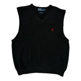 Polo By Ralph Lauren Sweater Vest - Large Black Cotton