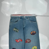 Various City Patches Unbranded Hip Hop Jeans - 38W 34L Blue Cotton