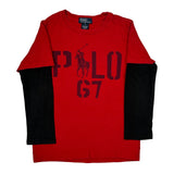 Age 7 Polo By Ralph Lauren Graphic Long Sleeve T-Shirt - Small Red Cotton