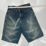 Von Dutch Contrast Stitch Baggy Denim Shorts - 30W 12L Light Wash Denim