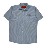 Rush Red Kap Striped Short Sleeve Shirt - Medium Blue Polyester Blend