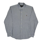 Slim Fit Ralph Lauren Checked Shirt - XL Blue Cotton
