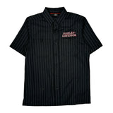 Harley Davidson Striped Short Sleeve Shirt - Small Black Polyester