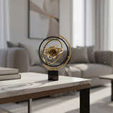 ANYHOUZ Luxury Gold Metal Tabletop Decor – Globe Round Sculpture for Living Room, House Display & Elegant Crafts Ornaments