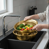 Anygleam Gold Stainless Steel Food Slicer – Multi-Function Kitchen Tool for Effortless Fruit & Vegetable Prep