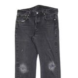 LEVI'S 501 Mens Jeans Black Regular Straight Denim Medium W34 L27 Button