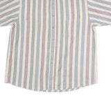 VAN HEUSEN Mens White & Multi Stripe Cotton Shirt L Button Down Casual Summer