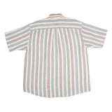 VAN HEUSEN Mens White & Multi Stripe Cotton Shirt L Button Down Casual Summer