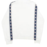 CHAMPION Mens White & Navy Logo Tape Pullover Hoodie M Cotton Blend
