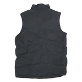 REEBOK Mens Black Grey Sleeveless Zip Jacket M Polyester Puffer Vest Sportswear