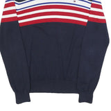 TOMMY HILFIGER Mens Navy Blue Red White Patterned Crew Neck Basic Knit Jumper S