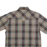 DICKIES Mens Brown & Beige Check Shirt M Workwear Short Sleeve Cotton Blend