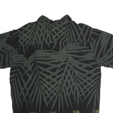 M.E SPORT Mens Black with Grey Tropical Pineapple Pattern Cotton Shirt L Casual