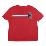 TOMMY HILFIGER Mens Red Graphic T-Shirt XL Short Sleeve Crew Neck