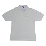 TOMMY HILFIGER Mens Grey Short Sleeve Plain Polo Shirt XL Casual Classic Cotton