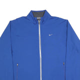 NIKE Mens Blue Zip Jacket L Cotton Blend Plain Athletic Sportswear