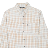 TEDDY'S JEANS Mens Beige & White Checked Cotton Blend Shirt M Casual Long Sleeve