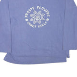 Mens Blue Sweatshirt Frosty Flowers Crew Neck L Cotton Blend Casual Pullover