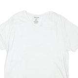 TRUE RELIGION Mens White Regular Fit V-Neck Cotton Blend T-Shirt L Plain Short