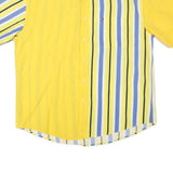 TOMMY HILFIGER Mens Yellow & Blue Cotton Blend Stripe Shirt XL Short Sleeve