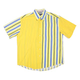 TOMMY HILFIGER Mens Yellow & Blue Cotton Blend Stripe Shirt XL Short Sleeve