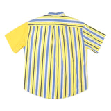 TOMMY HILFIGER Mens Yellow & Blue Cotton Blend Stripe Shirt XL Short Sleeve