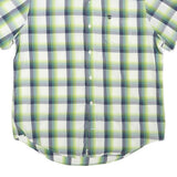 TIMBERLAND Mens Green & Blue Check Short Sleeve Shirt L Cotton Blend Casual