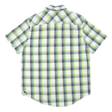 TIMBERLAND Mens Green & Blue Check Short Sleeve Shirt L Cotton Blend Casual