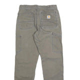 CARHARTT Mens Relaxed Fit Grey Cotton Blend Trousers W32 L32 Workwear Zip