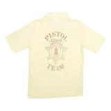 YOUR ADVANTAGE Mens Cream Cotton Blend Polo Shirt M Pistol Team Print
