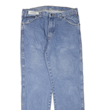 DICKIES Mens Regular Fit Blue Denim Jeans W36 L32 Classic Zip Closure Workwear