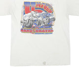 HANES Mens White Cotton Blend Graphic T-Shirt M Short Sleeve Crew Neck Sand