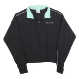 CHAMPION Womens Black & Mint Green 1/4 Zip Sweatshirt S Cotton Blend Casual