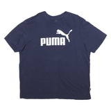 PUMA Mens Blue Logo Graphic T-Shirt L Short Sleeve Crew Neck Cotton Blend