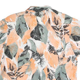 Womens Orange Green & Black Leaf Print Blouse Short Sleeve Collared UK 14
